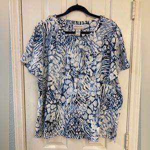 Alfred Dunner blue abstract print tshirt, size 2X